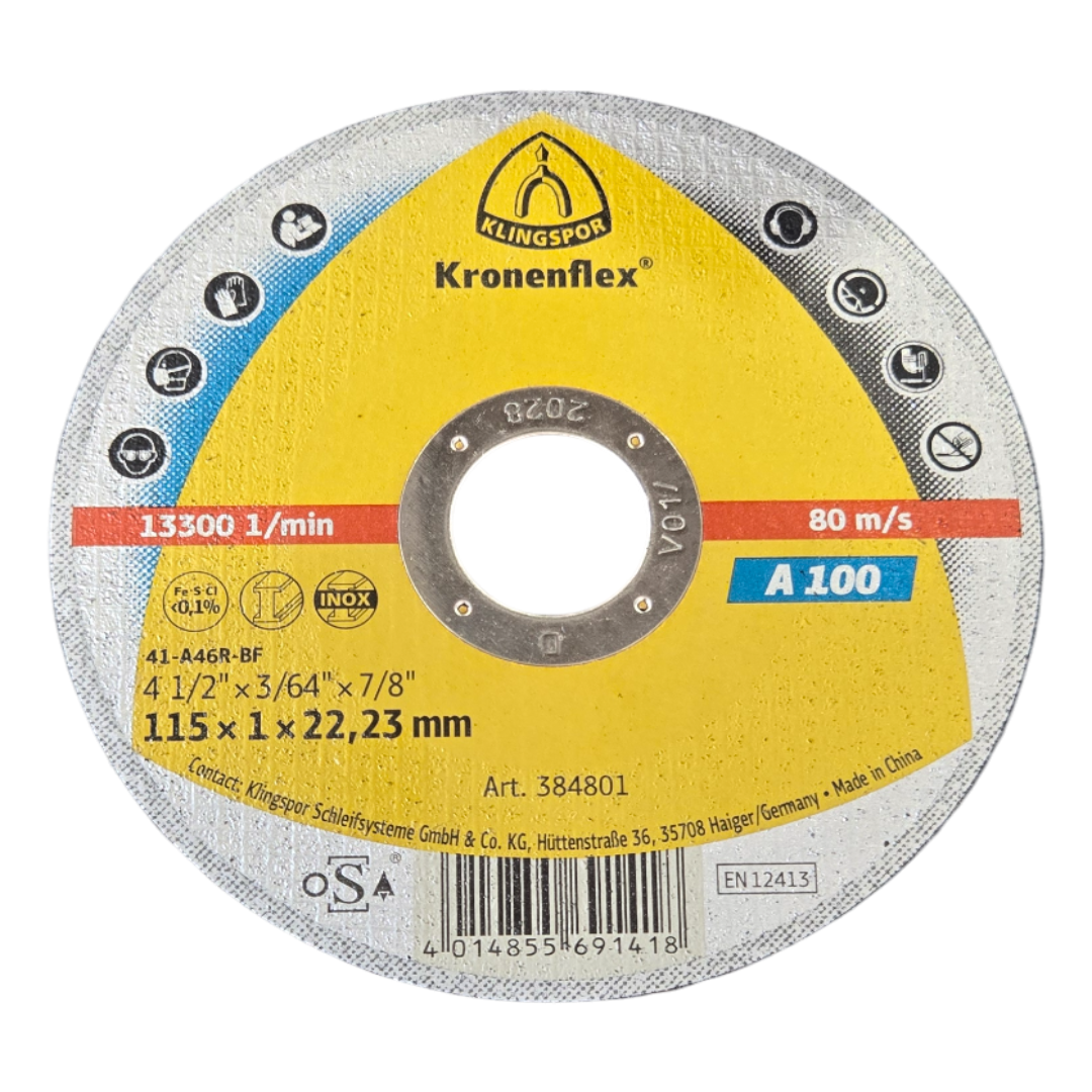 Klingspor A100 Cutting Disc 115MM X 1MM X 22.23MM Each