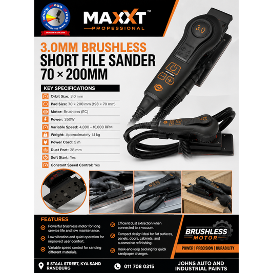MAXXT 3.0MM BRUSHLESS SHORT FILE SANDER 70x200MM